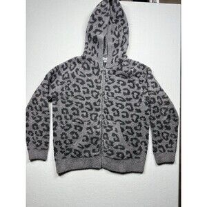 Barefoot Dreams CozyChic Barefoot In The Wild Leopard Hoodie Gray Black Size M